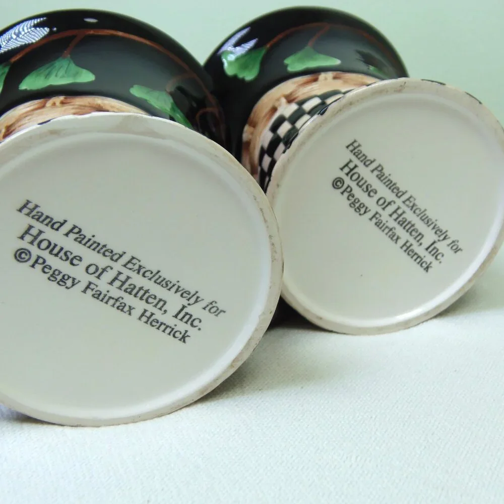 Peggy Fairfax Herrick /House of Hatten Ginko Leaves 6‎ oz Coffee Mugs Set of 2